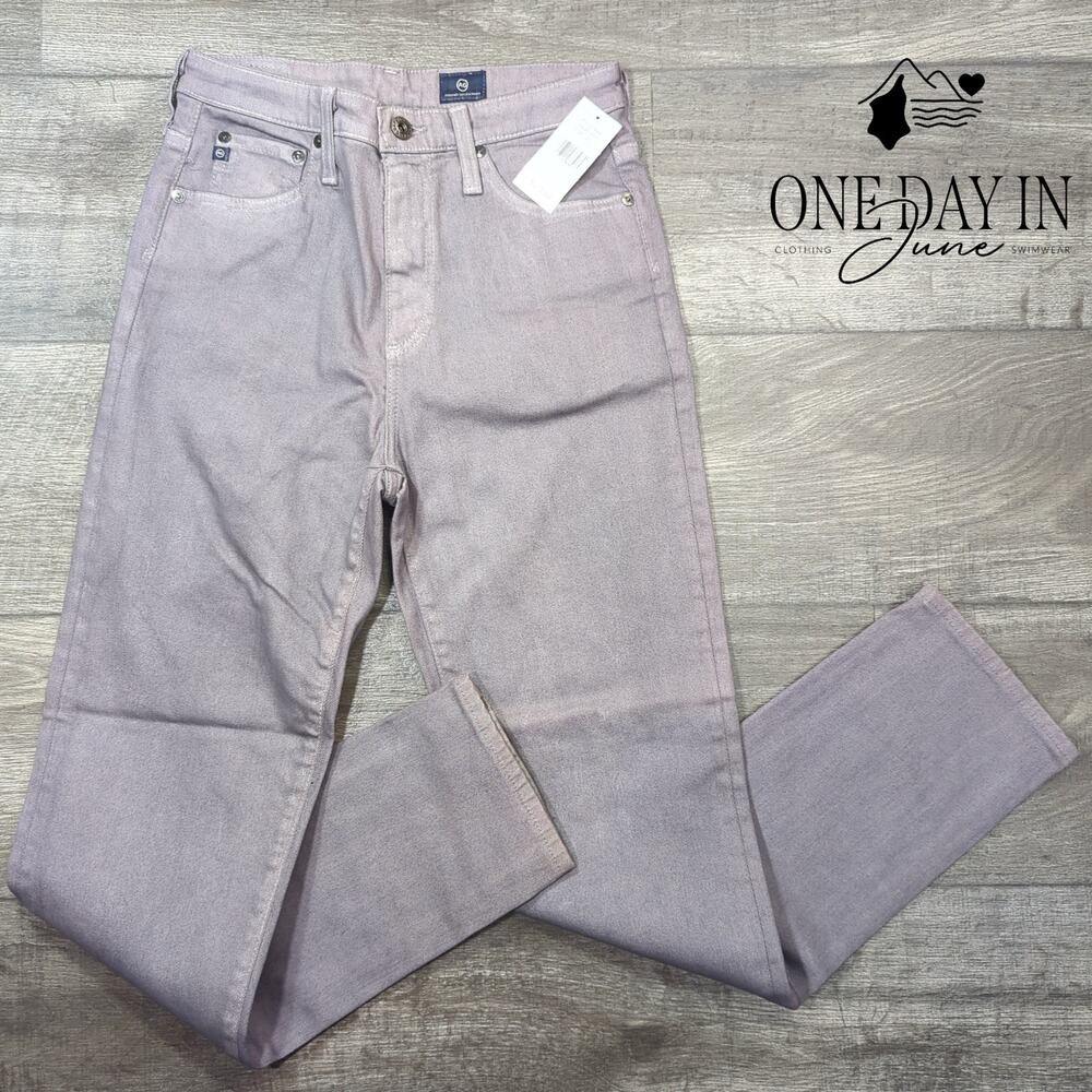 AG Adriano Goldschmied Mid Rise Straight Leg Jeans Mauve NWT Size 27 (4)